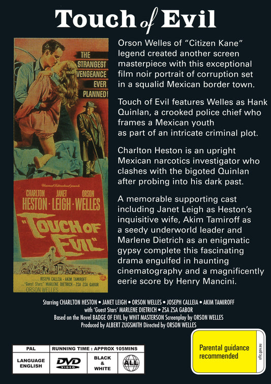 Buy Online Touch of Evil (1958) - DVD - Charlton Heston, Orson Welles | Best Shop for Old classic and hard to find movies on DVD - Timeless Classic DVD