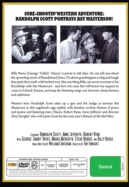 Buy Online Trail Street (1947) - DVD -  Randolph Scott, Robert Ryan | Best Shop for Old classic and hard to find movies on DVD - Timeless Classic DVD