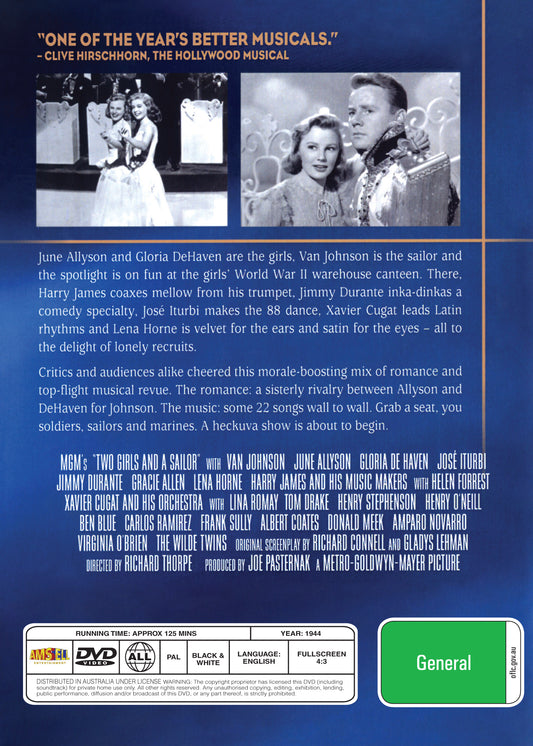 Buy Online Two Girls and a Sailor (1944) - DVD - Van Johnson, June Allyson | Best Shop for Old classic and hard to find movies on DVD - Timeless Classic DVD
