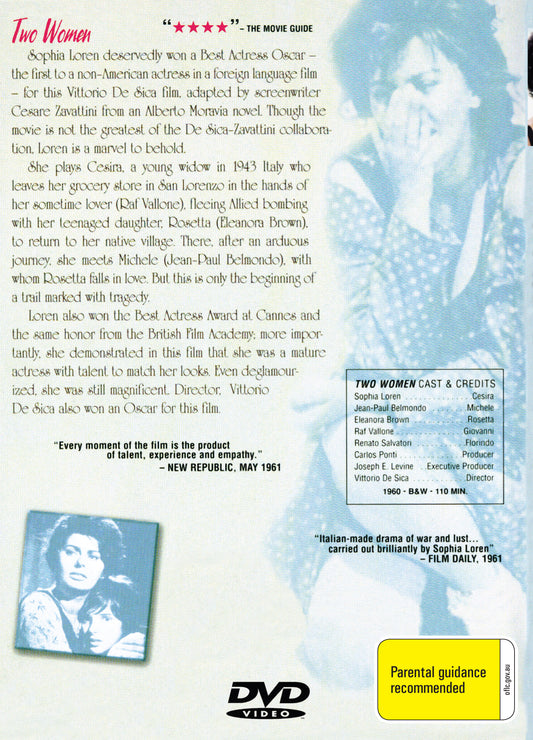 Buy Online Two Women (1960) - DVD - Sophia Loren, Jean-Paul Belmondo | Best Shop for Old classic and hard to find movies on DVD - Timeless Classic DVD