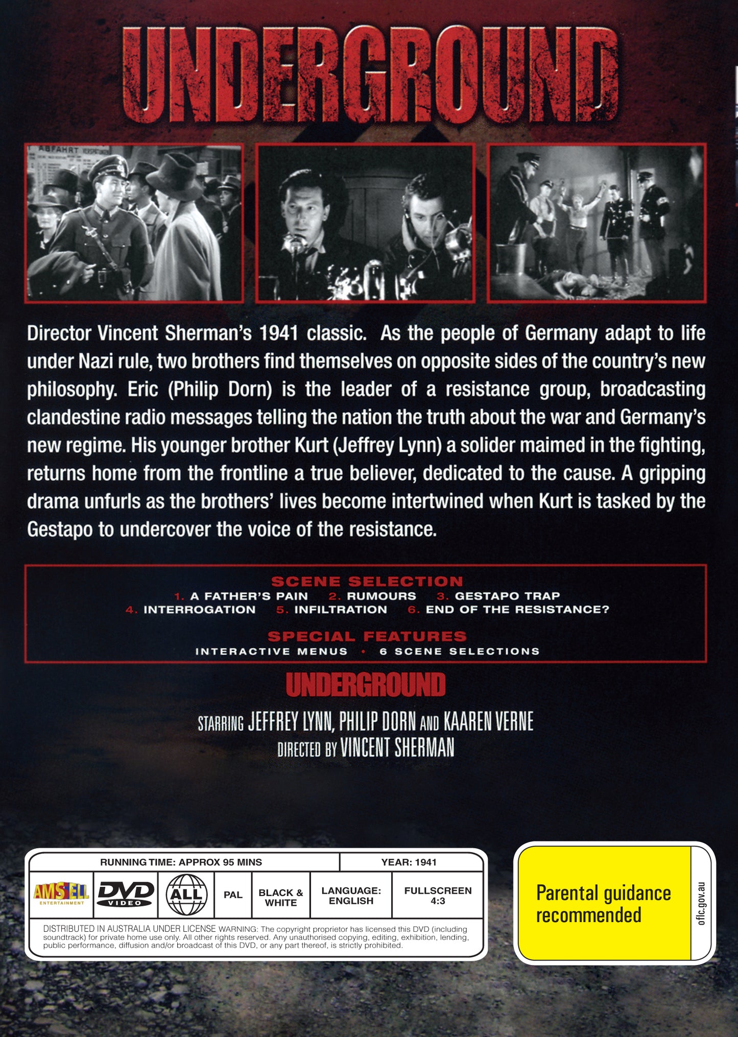 Buy Online Underground (1941) - DVD - Jeffrey Lynn, Philip Dorn, Kaaren Verne | Best Shop for Old classic and hard to find movies on DVD - Timeless Classic DVD