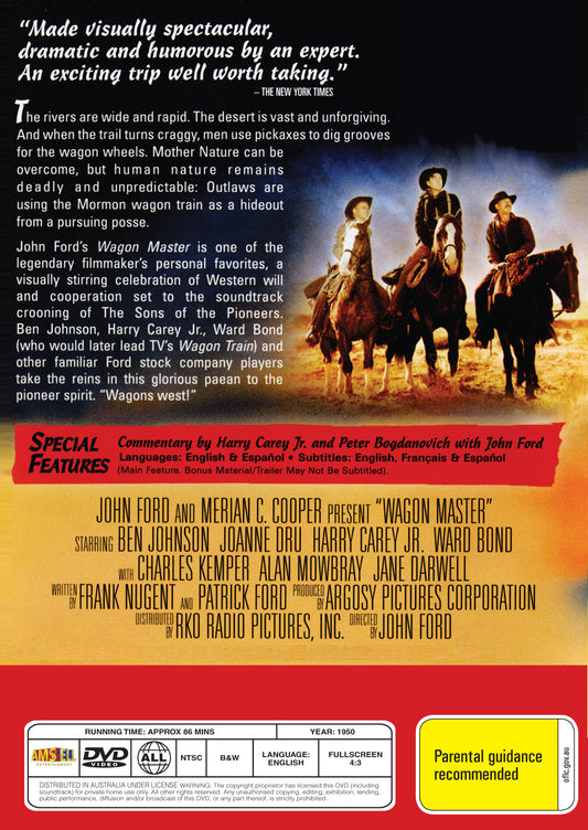 Buy Online Wagon Master (1950) - DVD - Ben Johnson, Joanne Dru | Best Shop for Old classic and hard to find movies on DVD - Timeless Classic DVD
