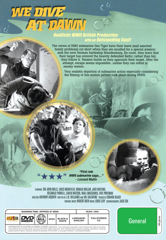 Buy Online We Dive at Dawn (1943) - DVD - John Mills, Louis Bradfield | Best Shop for Old classic and hard to find movies on DVD - Timeless Classic DVD
