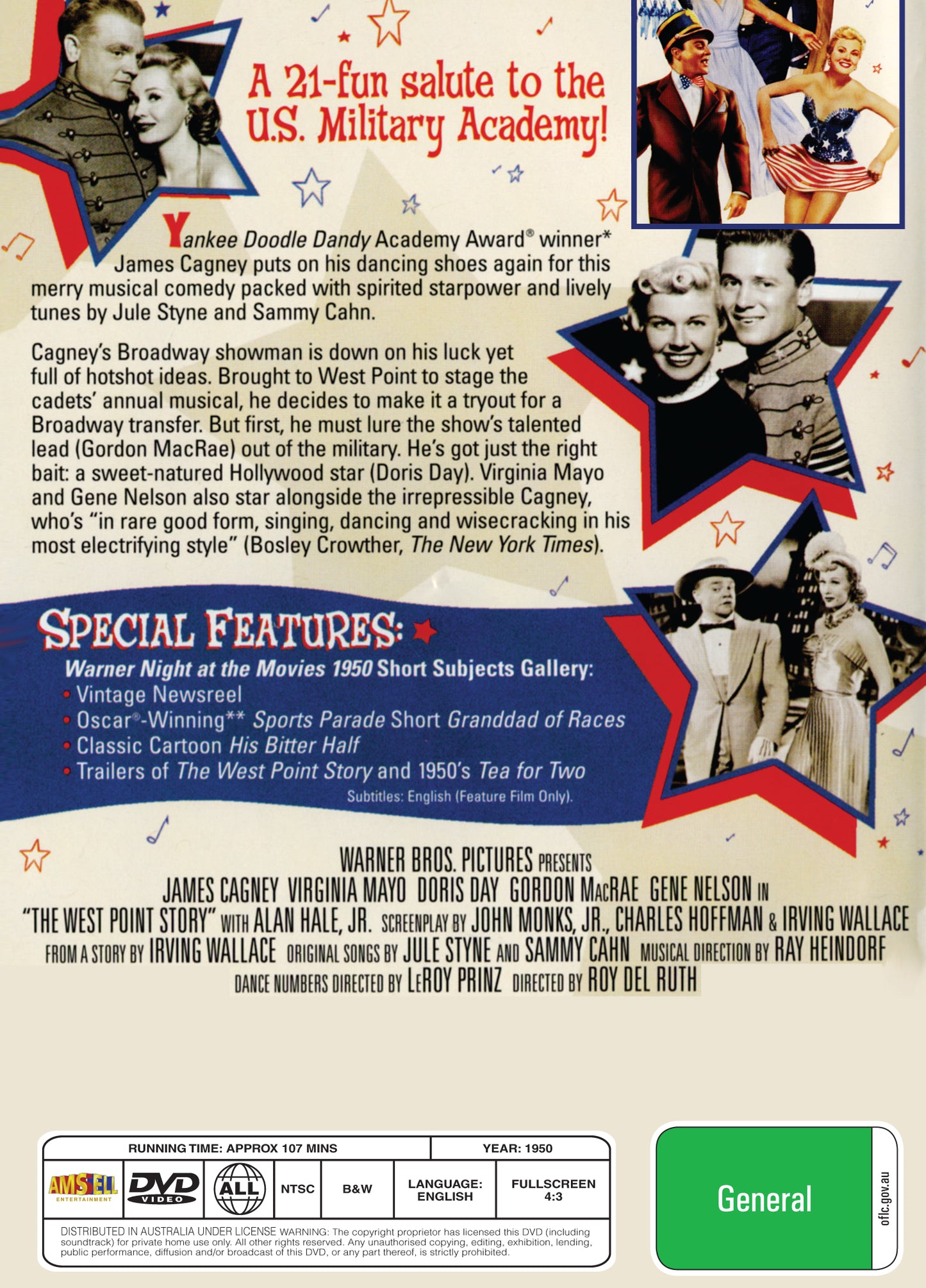 Buy Online The West Point Story (1950) - DVD - James Cagney, Virginia Mayo | Best Shop for Old classic and hard to find movies on DVD - Timeless Classic DVD