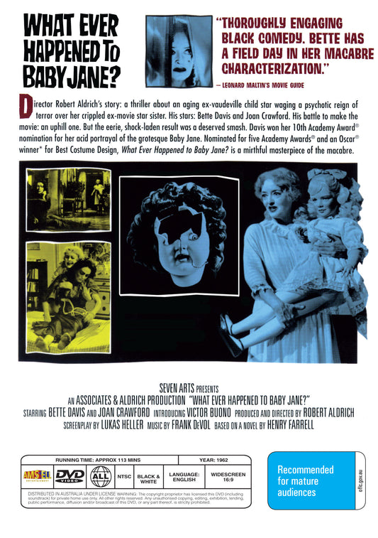 Buy Online What Ever Happened to Baby Jane? (1962) - DVD - Bette Davis, Joan Crawford | Best Shop for Old classic and hard to find movies on DVD - Timeless Classic DVD