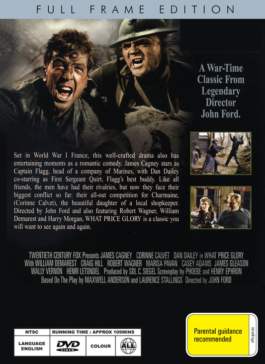 Buy Online What Price Glory (1952) - DVD - James Cagney, Corinne Calvet | Best Shop for Old classic and hard to find movies on DVD - Timeless Classic DVD
