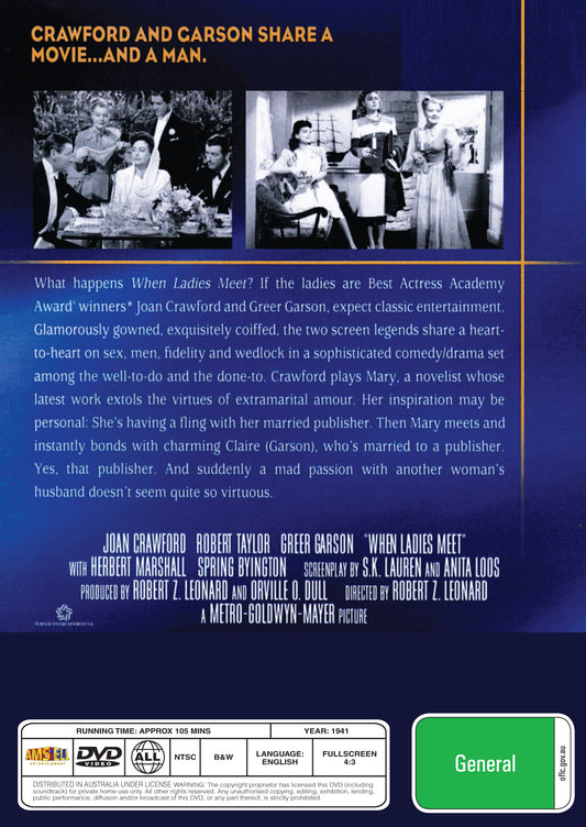 Buy Online When Ladies Meet (1941)- DVD - Joan Crawford, Robert Taylor | Best Shop for Old classic and hard to find movies on DVD - Timeless Classic DVD