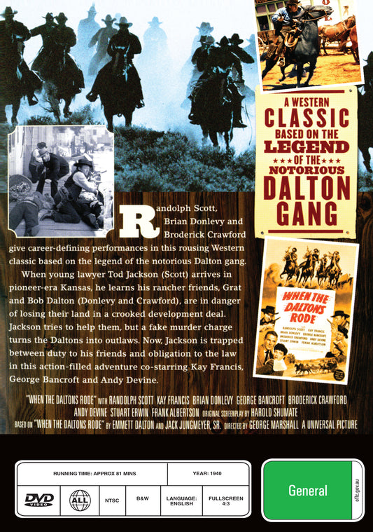 Buy Online When the Daltons Rode (1940) - DVD - Randolph Scott, Kay Francis | Best Shop for Old classic and hard to find movies on DVD - Timeless Classic DVD