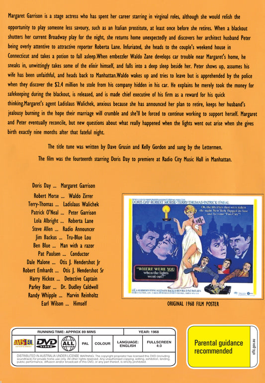 Buy Online Where Were You When the Lights Went Out? (1968) - DVD -  Doris Day, Robert Morse | Best Shop for Old classic and hard to find movies on DVD - Timeless Classic DVD