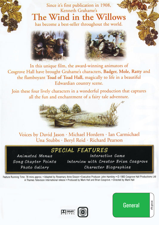 Buy Online The Wind in the Willows (1983)- DVD - Richard Pearson, Ian Carmichael | Best Shop for Old classic and hard to find movies on DVD - Timeless Classic DVD