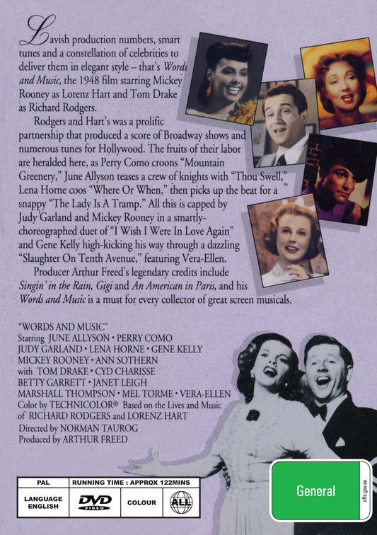Buy Online Words and Music (1948) - DVD - Mickey Rooney, Tom Drake | Best Shop for Old classic and hard to find movies on DVD - Timeless Classic DVD