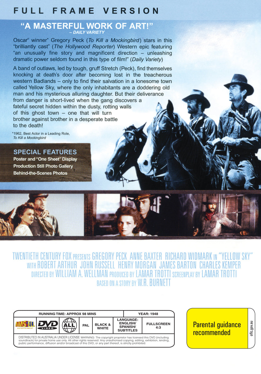 Yellow Sky (1948) - DVD - Gregory Peck, Anne Baxter, Richard