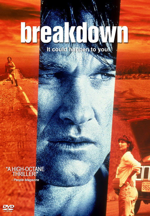DVD cover of the action movie "Breakdown" starring Kurt Russell and J.T. Walsh, featuring the film's title and main actors.