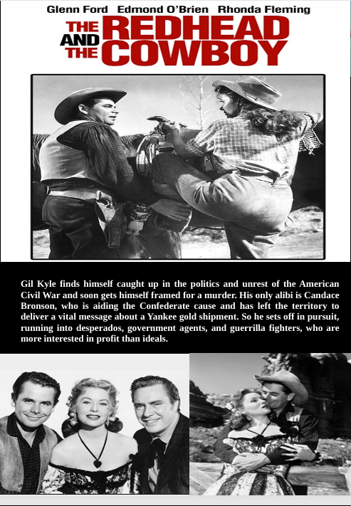 DVD cover of "The Redhead and the Cowboy" drama movie featuring Alan Ladd and Lizabeth Scott, with film title and cast visible.