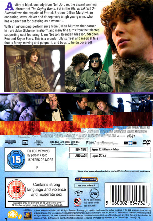 DVD cover of Breakfast on Pluto movie featuring Cillian Murphy, a comedy film from FilmClassicsOnDVD.