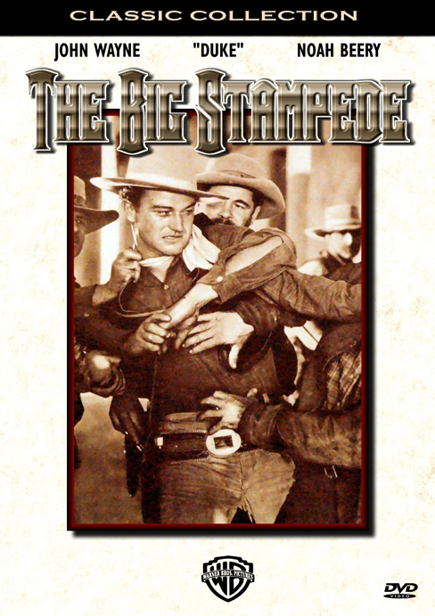 Screenshot from the DVD "The Big Stampede" featuring John Wayne and Noah Beery, drama film in the Movies & DVDs category.