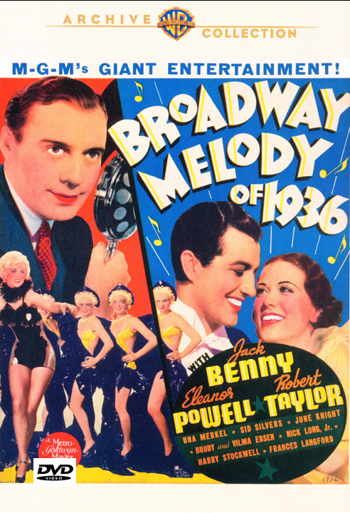Screenshot from the Broadway Melody of 1936 DVD featuring Robert Taylor and Eleanor Powell, musical movie from FilmClassicsOnDVD.