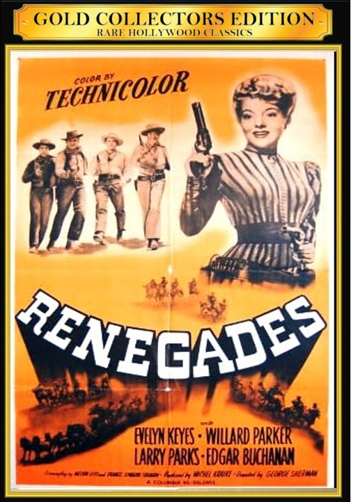 DVD cover of the Western movie "Renegades" featuring Evelyn Keyes and Willard Parker, released by FilmClassicsOnDVD.
