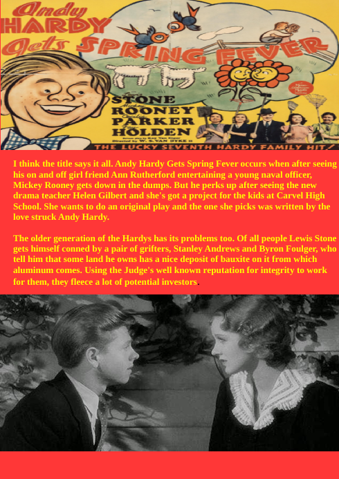 Screenshot from the comedy DVD "Andy Hardy Gets Spring Fever" featuring Lewis Stone and Mickey Rooney, part of FilmClassicsOnDVD collection.