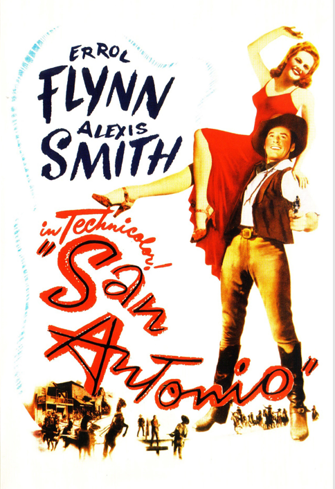 Screenshot from the Western movie San Antonio DVD starring Errol Flynn and Alexis Smith, part of the Movies & DVDs collection.