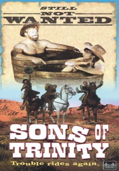 Screenshot from Sons of Trinity DVD, a comedy movie featuring Heath Kizzier and Keith Neubert, part of FilmClassics on DVD.