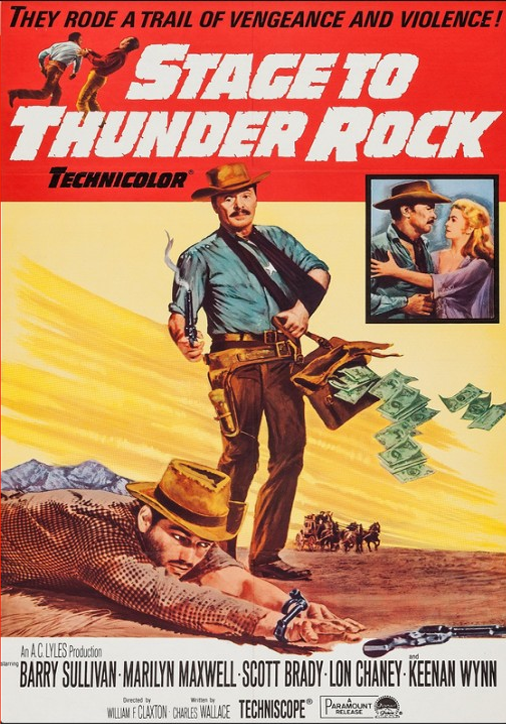 DVD cover of "Stage to Thunder Rock" drama film featuring Barry Sullivan and Marilyn Maxwell, from FilmClassicsOnDVD.