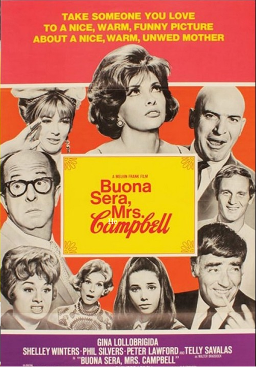 DVD cover of Buona Sera, Mrs. Campbell comedy movie featuring Gina Lollobrigida and Shelley Winters, from FilmClassics on DVD.