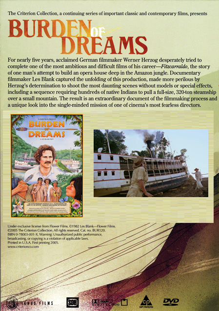 DVD cover of Werner Herzog's documentary "Burden of Dreams," featuring Klaus Kinski, from FilmClassicsOnDVD.