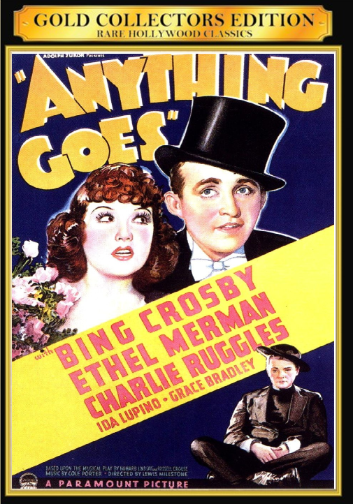 Screenshot from the comedy movie "Anything Goes" DVD featuring Bing Crosby and Ethel Merman, part of FilmClassics on DVD.