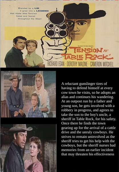 Tension at Table Rock on DVD, Western,  Richard Egan, Dorothy Malone