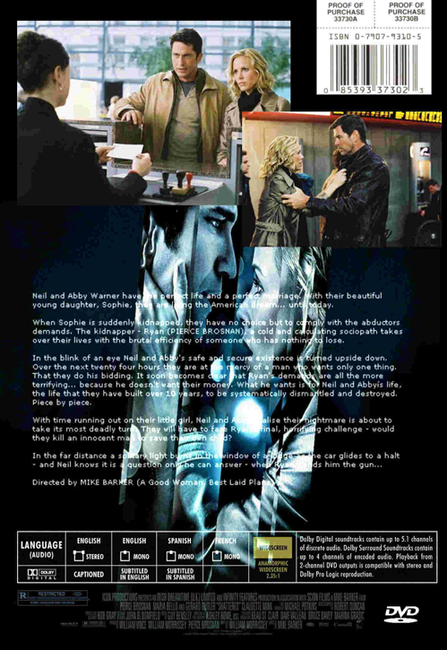 DVD cover of "Butterfly on a Wheel" featuring Pierce Brosnan and Maria Bello, crime thriller movie from FilmClassicsOnDVD.