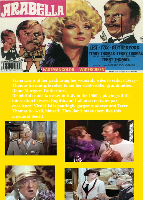 Screenshot from the Arabella DVD, a comedy film featuring Virna Lisi and James Fox, part of FilmClassicsonDVD collection.