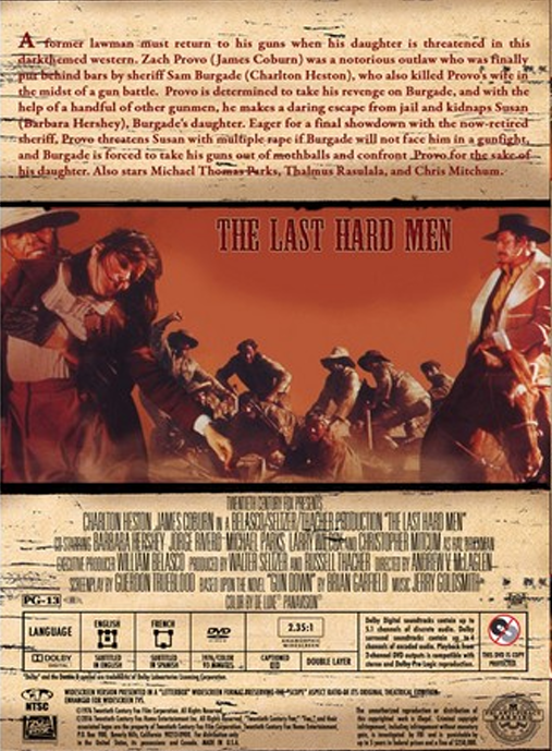 DVD cover of "The Last Hard Men" featuring Charlton Heston and James Coburn, drama movie from FilmClassics on DVD.