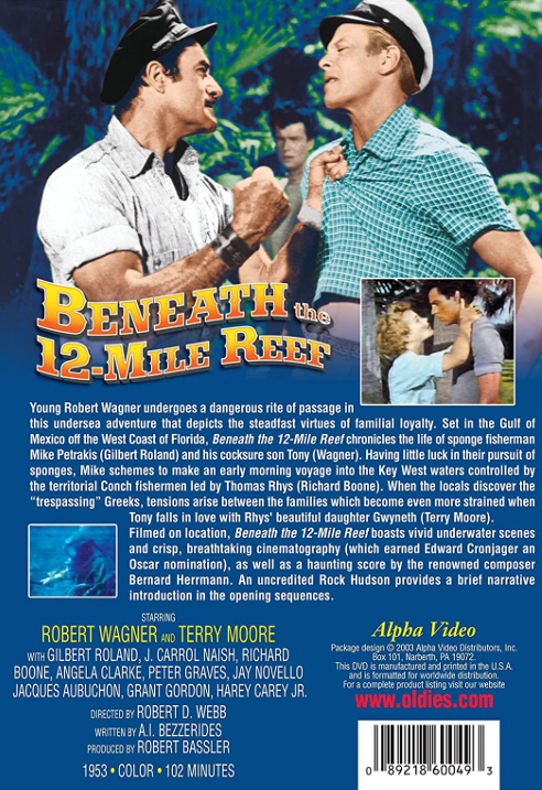 DVD cover of Beneath the 12-Mile Reef movie featuring Robert Wagner and Terry Moore, in the Adventure films category.