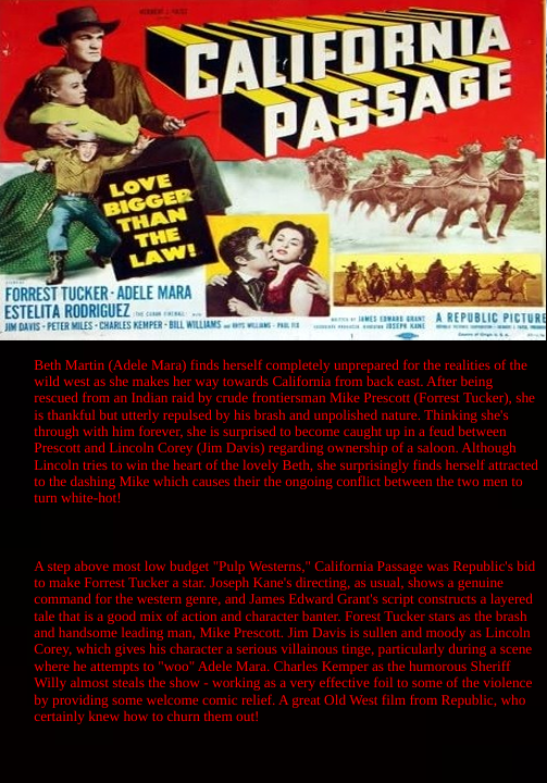 Cover image of the California Passage DVD featuring Forrest Tucker and Adele Mara in a drama movie by FilmClassicsonDVD.