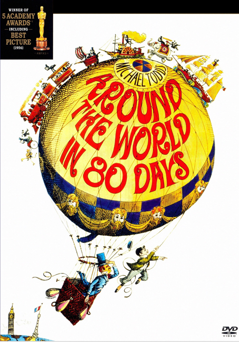 DVD cover of "Around the World in 80 Days" featuring David Niven and Cantinflas, from the Movie & DVD collection by FilmClassics onDVD.