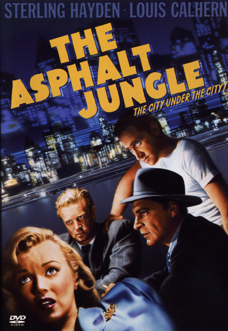 Screenshot from the crime movie The Asphalt Jungle DVD featuring Sterling Hayden and Louis Calhern in a dramatic scene.