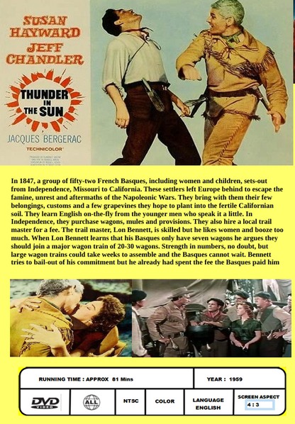 Thunder in the Sun on DVD,  Action, Susan Hayward, Jeff Chandler