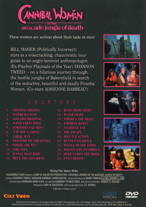 DVD cover art for "Cannibal Women in the Avocado Jungle of Death" movie featuring Shannon Tweed, action film from FilmClassicsOnDVD.