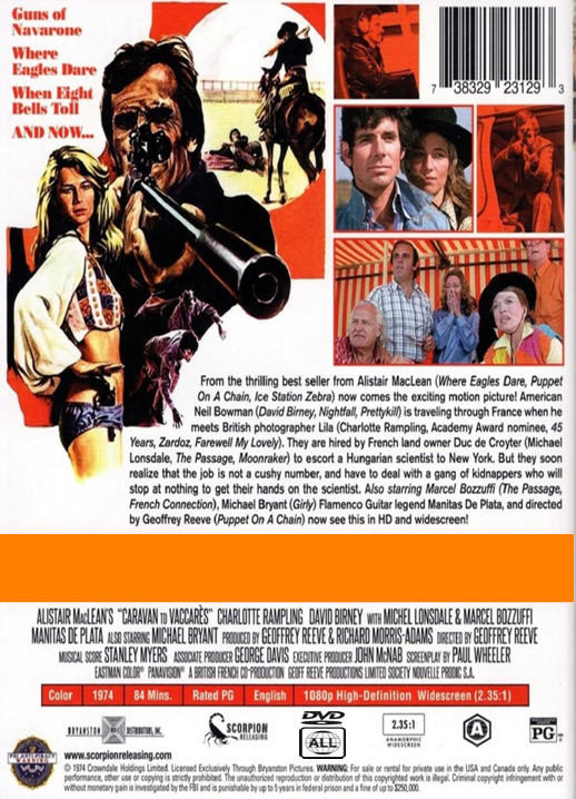 DVD cover of the action movie Caravan to Vaccarès featuring David Birney and Charlotte Rampling, from FilmClassicsOnDVD.
