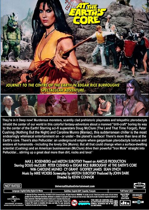 DVD cover of At the Earth's Core adventure movie featuring Doug McClure and Peter Cushing, from FilmClassicsOnDVD.