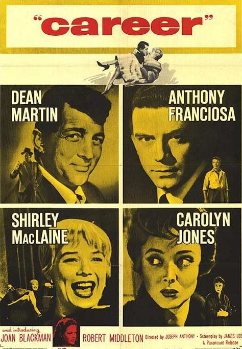 Screenshot from the DVD "Career" featuring Dean Martin and Anthony Franciosa, drama film from FilmClassicsOnDVD.