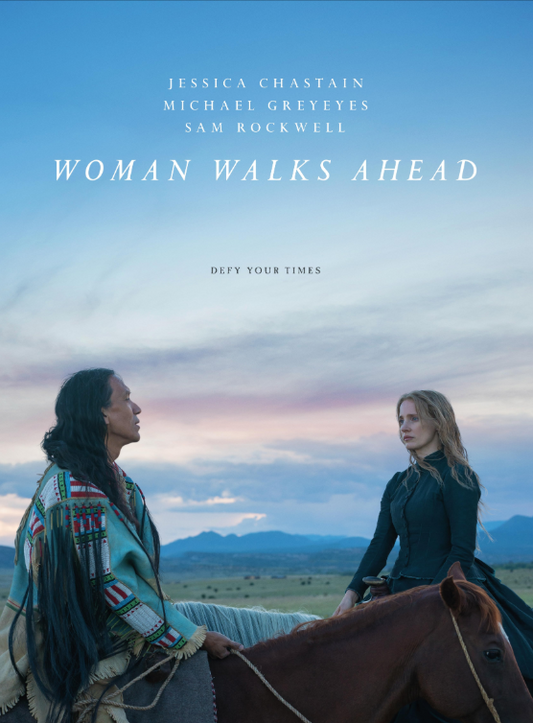 Woman walks ahead scene from the American Indian film "Woman Walks Ahead" on Timeless Classic DVD, showing a woman in traditional attire.