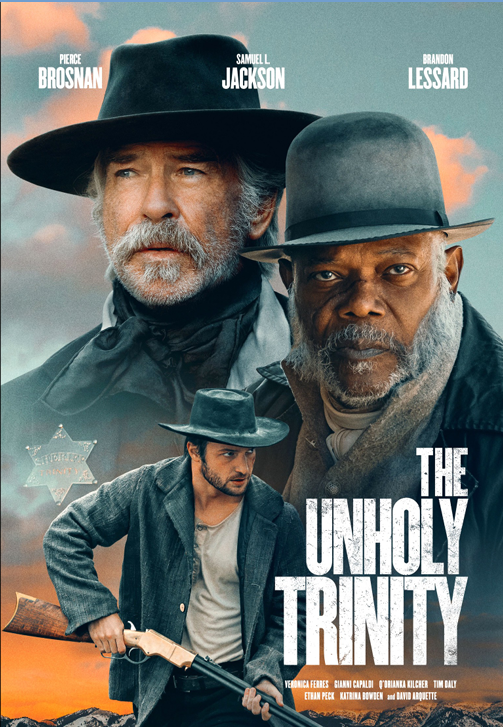 DVD cover of The Unholy Trinity featuring Pierce Brosnan and Samuel L. Jackson, action movie from FilmClassicsOnDVD.
