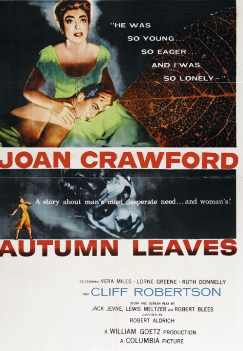 Screenshot from the DVD of Autumn Leaves drama featuring Joan Crawford and Cliff Robertson, produced by FilmClassics onDVD.