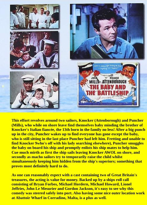 DVD cover for "The Baby and the Battleship" comedy movie featuring John Mills and Richard Attenborough, from FilmClassicsOnDVD.