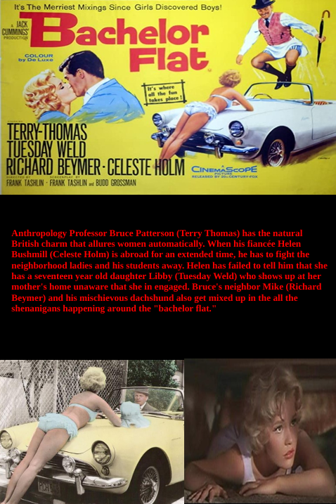Screenshot from the comedy DVD "Bachelor Flat" featuring Tuesday Weld and Richard Beymer, released by FilmClassicsonDVD.