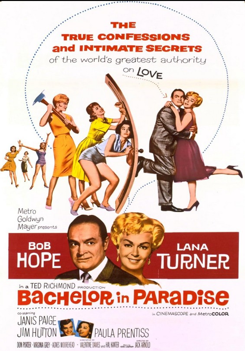 Screenshot from the comedy DVD "Bachelor in Paradise" featuring Bob Hope and Lana Turner, released by FilmClassicsOnDVD.