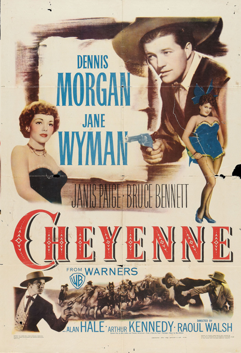 Screenshot from the Cheyenne DVD featuring Dennis Morgan and Jane Wyman, drama movie from FilmClassicsOnDVD.