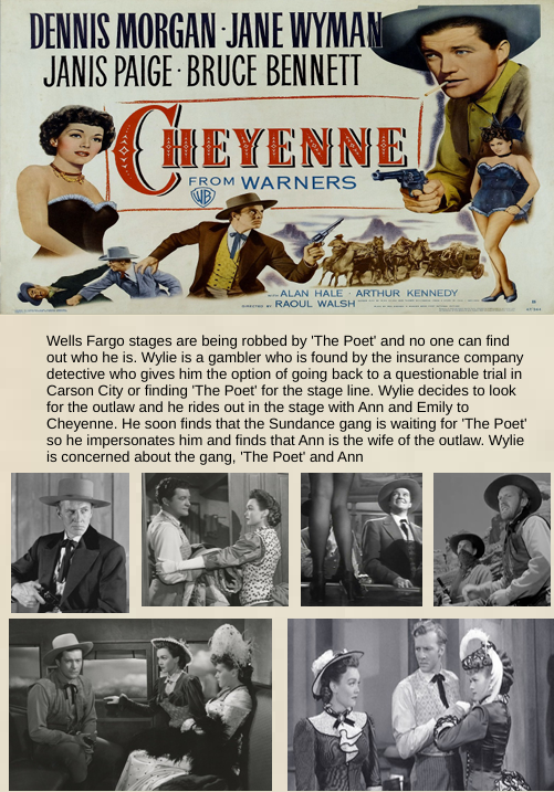 DVD cover of the drama film "Cheyenne" featuring Dennis Morgan and Jane Wyman, from FilmClassicsOnDVD.